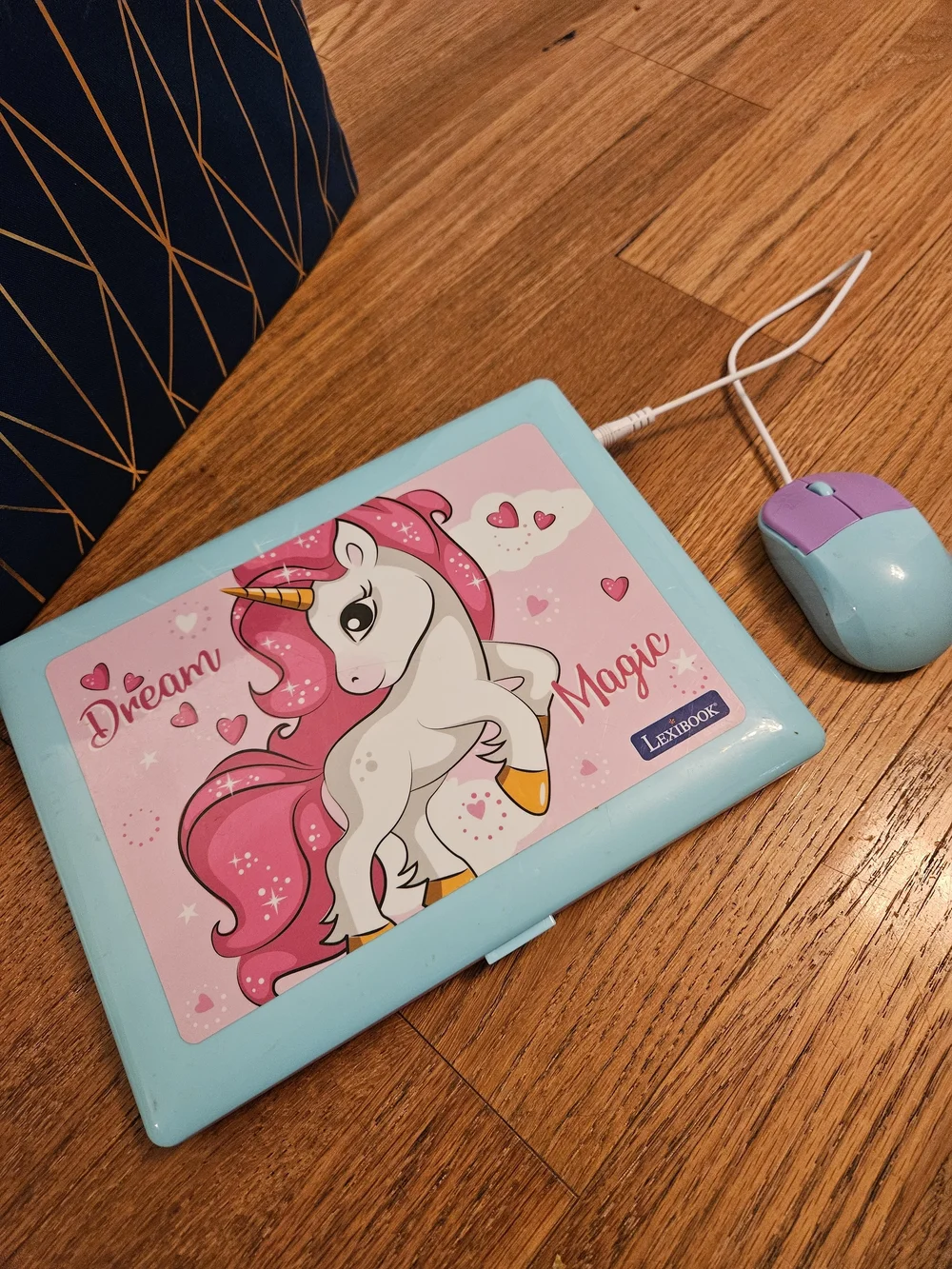 Kids Learning Laptop with Pink Unicorn Design - Blue